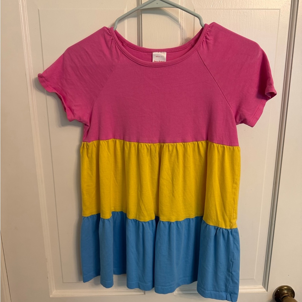 Bright Pink, Yellow & Blue Tiered Tee Dress